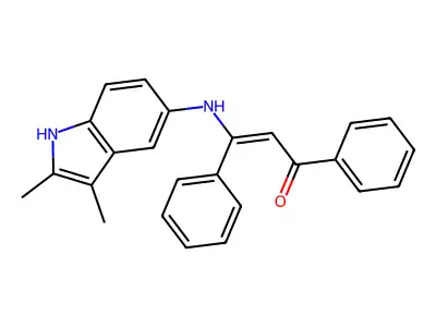 3-[(2,3-dimethyl-1H-indol-5-yl)amino]-1,3-diphenylprop-2-en-1-one structure