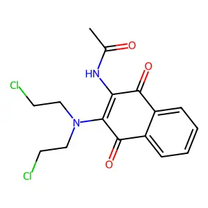 N-[3-[bis(2-chloroethyl)amino]-1,4-dioxonaphthalen-2-yl]acetamide structure