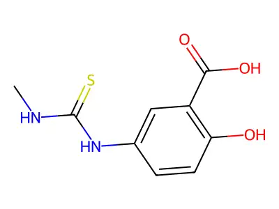 Benzoic acid, 2-hydroxy-5-[[(methylamino)thioxomethyl]amino]- structure
