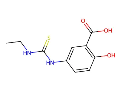 Benzoic acid, 5-[[(ethylamino)thioxomethyl]amino]-2-hydroxy- structure