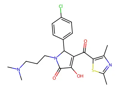 5-(4-chlorophenyl)-1-(3-(dimethylamino)propyl)-4-(2,4-dimethylthiazole-5-carbonyl)-3-hydroxy-1H-pyrrol-2(5H)-one structure