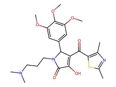 4-[(2,4-dimethyl(1,3-thiazol-5-yl))carbonyl]-1-[3-(dimethylamino)propyl]-3-hyd roxy-5-(3,4,5-trimethoxyphenyl)-3-pyrrolin-2-one structure
