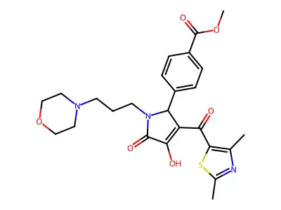 methyl 4-{3-[(2,4-dimethyl(1,3-thiazol-5-yl))carbonyl]-4-hydroxy-1-(3-morpholi n-4-ylpropyl)-5-oxo-3-pyrrolin-2-yl}benzoate structure