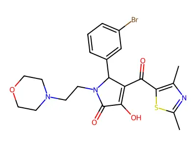 4-[(2,4-Dimethyl(1,3-thiazol-5-yl))carbonyl]-5-(3-bromophenyl)-3-hydroxy-1-(2-morpholin-4-ylethyl)-3-pyrrolin-2-one structure