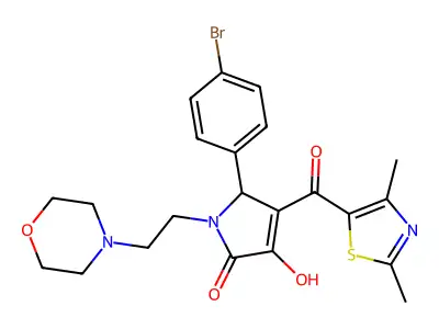 4-[(2,4-Dimethyl(1,3-thiazol-5-yl))carbonyl]-5-(4-bromophenyl)-3-hydroxy-1-(2-morpholin-4-ylethyl)-3-pyrrolin-2-one structure