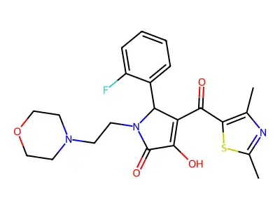 4-(2,4-dimethylthiazole-5-carbonyl)-5-(2-fluorophenyl)-3-hydroxy-1-(2-morpholinoethyl)-1H-pyrrol-2(5H)-one structure