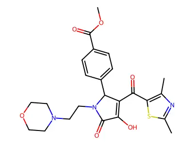 methyl 4-{3-[(2,4-dimethyl(1,3-thiazol-5-yl))carbonyl]-4-hydroxy-1-(2-morpholi n-4-ylethyl)-5-oxo-3-pyrrolin-2-yl}benzoate structure