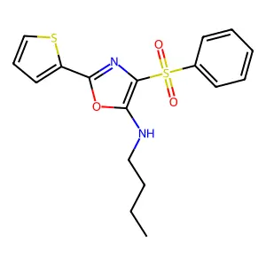 N-butyl-4-(phenylsulfonyl)-2-(thiophen-2-yl)oxazol-5-amine structure