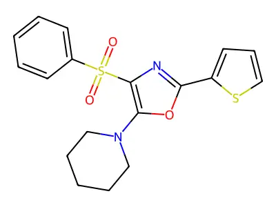 4-(Phenylsulfonyl)-5-(piperidin-1-yl)-2-(thiophen-2-yl)oxazole structure