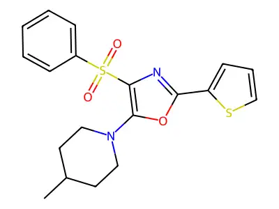 5-(4-Methylpiperidin-1-yl)-4-(phenylsulfonyl)-2-(thiophen-2-yl)oxazole structure