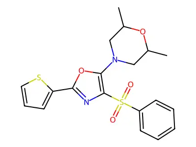 2,6-Dimethyl-4-(4-(phenylsulfonyl)-2-(thiophen-2-yl)oxazol-5-yl)morpholine structure