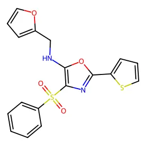 4-(benzenesulfonyl)-N-[(furan-2-yl)methyl]-2-(thiophen-2-yl)-1,3-oxazol-5-amine structure