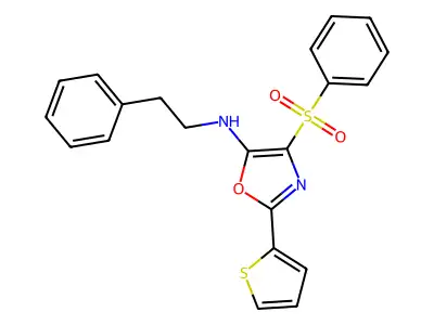 N-(2-phenylethyl)-4-(phenylsulfonyl)-2-(thiophen-2-yl)-1,3-oxazol-5-amine structure