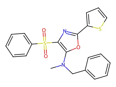 4-(benzenesulfonyl)-N-benzyl-N-methyl-2-thiophen-2-yl-1,3-oxazol-5-amine structure