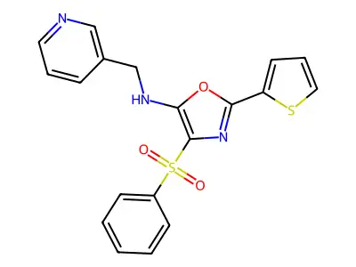4-(benzenesulfonyl)-N-(pyridin-3-ylmethyl)-2-thiophen-2-yl-1,3-oxazol-5-amine structure