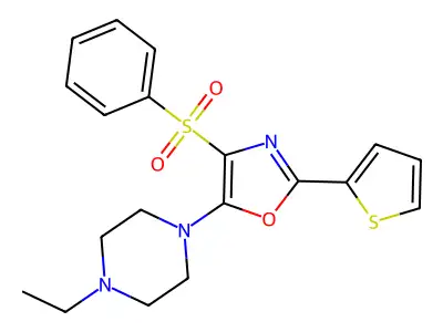 5-(4-Ethylpiperazin-1-yl)-4-(phenylsulfonyl)-2-(thiophen-2-yl)oxazole structure