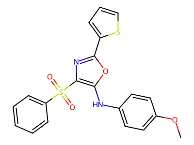 4-(benzenesulfonyl)-N-(4-methoxyphenyl)-2-thiophen-2-yl-1,3-oxazol-5-amine structure
