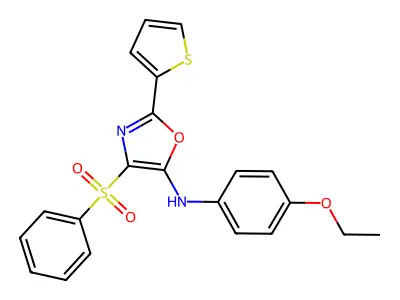 4-(benzenesulfonyl)-N-(4-ethoxyphenyl)-2-thiophen-2-yl-1,3-oxazol-5-amine structure