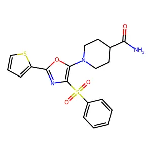 1-(4-(Phenylsulfonyl)-2-(thiophen-2-yl)oxazol-5-yl)piperidine-4-carboxamide structure