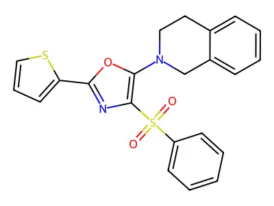 5-(3,4-dihydroisoquinolin-2(1H)-yl)-4-(phenylsulfonyl)-2-(thiophen-2-yl)oxazole structure