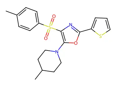 5-(4-Methylpiperidin-1-yl)-2-(thiophen-2-yl)-4-tosyloxazole structure