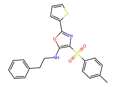 4-(4-methylphenyl)sulfonyl-N-phenethyl-2-thiophen-2-yl-1,3-oxazol-5-amine structure