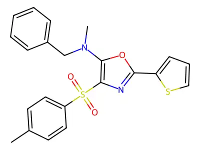 N-benzyl-N-methyl-4-(4-methylphenyl)sulfonyl-2-thiophen-2-yl-1,3-oxazol-5-amine structure