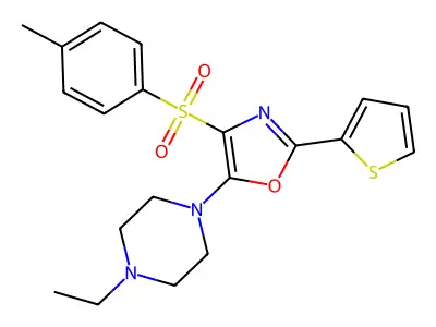 5-(4-Ethylpiperazin-1-yl)-2-(thiophen-2-yl)-4-tosyloxazole structure