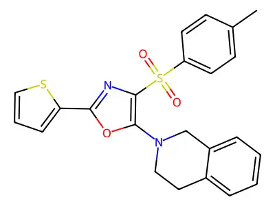 5-(3,4-dihydroisoquinolin-2(1H)-yl)-2-(thiophen-2-yl)-4-tosyloxazole structure