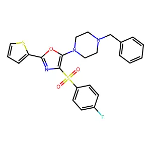 1-benzyl-4-{4-[(4-fluorophenyl)sulfonyl]-2-(thiophen-2-yl)-1,3-oxazol-5-yl}piperazine structure