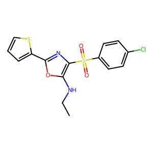 4-((4-chlorophenyl)sulfonyl)-N-ethyl-2-(thiophen-2-yl)oxazol-5-amine structure