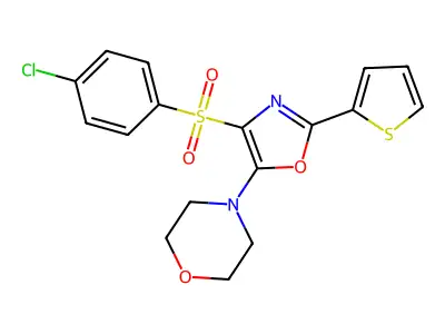 4-[4-(4-Chlorophenyl)sulfonyl-2-thiophen-2-yl-1,3-oxazol-5-yl]morpholine structure