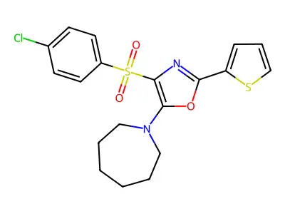 5-(Azepan-1-yl)-4-((4-chlorophenyl)sulfonyl)-2-(thiophen-2-yl)oxazole structure