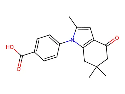 4-(2,6,6-trimethyl-4-oxo-4,5,6,7-tetrahydro-1H-indol-1-yl)benzoic acid structure