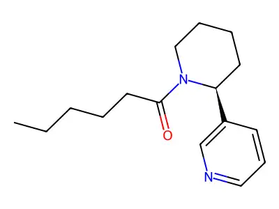 Piperidine, 1-(1-oxohexyl)-2-(3-pyridinyl)-, (S)- structure
