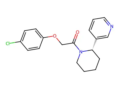 2-(4-chlorophenoxy)-1-[(2S)-2-pyridin-3-ylpiperidin-1-yl]ethanone structure