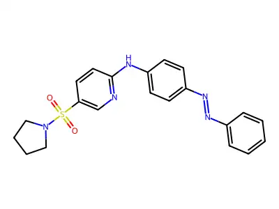 N-(4-phenyldiazenylphenyl)-5-pyrrolidin-1-ylsulfonylpyridin-2-amine structure