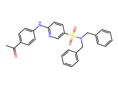 6-(4-acetylanilino)-N,N-dibenzylpyridine-3-sulfonamide structure