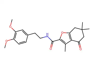 N-[2-(3,4-dimethoxyphenyl)ethyl]-3,6,6-trimethyl-4-oxo-4,5,6,7-tetrahydro-1-benzofuran-2-carboxamide structure