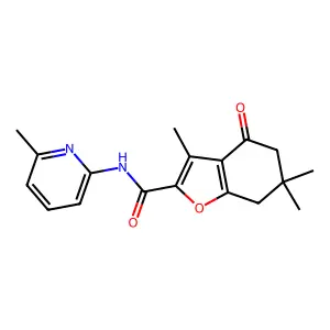 3,6,6-trimethyl-N-(6-methyl-2-pyridinyl)-4-oxo-4,5,6,7-tetrahydro-1-benzofuran-2-carboxamide structure