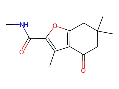 N,3,6,6-tetramethyl-4-oxo-4,5,6,7-tetrahydro-1-benzofuran-2-carboxamide structure