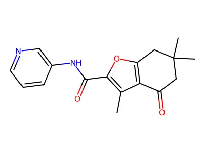 3,6,6-trimethyl-4-oxo-N-(pyridin-3-yl)-4,5,6,7-tetrahydro-1-benzofuran-2-carboxamide structure