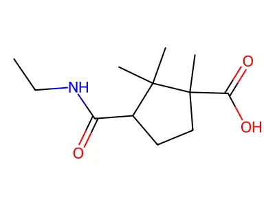 3-(Ethylcarbamoyl)-1,2,2-trimethylcyclopentane-1-carboxylic acid structure