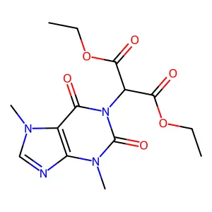 Diethyl 2-(3,7-dimethyl-2,6-dioxopurin-1-yl)propanedioate structure