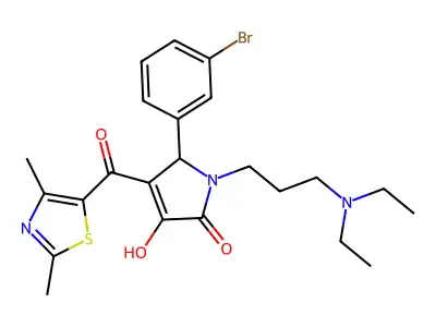 1-[3-(diethylamino)propyl]-4-[(2,4-dimethyl(1,3-thiazol-5-yl))carbonyl]-5-(3-b romophenyl)-3-hydroxy-3-pyrrolin-2-one structure