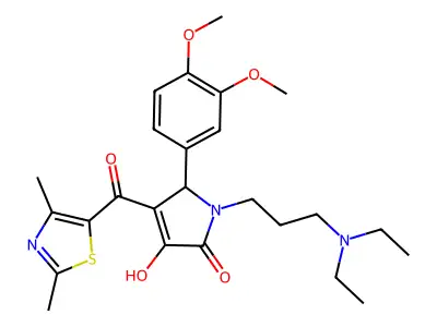 1-[3-(diethylamino)propyl]-5-(3,4-dimethoxyphenyl)-4-[(2,4-dimethyl(1,3-thiazo l-5-yl))carbonyl]-3-hydroxy-3-pyrrolin-2-one structure