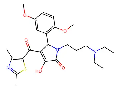 1-[3-(diethylamino)propyl]-5-(2,5-dimethoxyphenyl)-4-[(2,4-dimethyl(1,3-thiazo l-5-yl))carbonyl]-3-hydroxy-3-pyrrolin-2-one structure