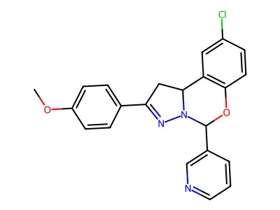 9-chloro-2-(4-methoxyphenyl)-5-(pyridin-3-yl)-1,10b-dihydropyrazolo[1,5-c][1,3]benzoxazine structure