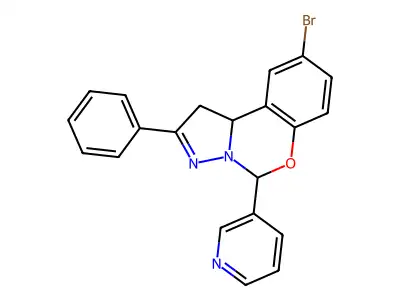 9-Bromo-2-phenyl-5-(pyridin-3-yl)-1,10b-dihydropyrazolo[1,5-c][1,3]benzoxazine structure