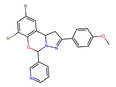 7,9-dibromo-2-(4-methoxyphenyl)-5-(pyridin-3-yl)-1,10b-dihydropyrazolo[1,5-c][1,3]benzoxazine structure